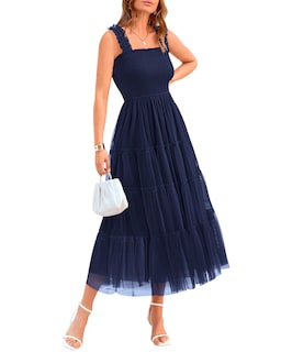 Foto 1 | Foto 1 | Vestido Btfbm Para Mujer 2025, Verano, Sin Mangas, Cuello Cuadrado, Azul Marino - Venta Internacional.