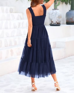 Foto 3 | Foto 3 | Vestido Btfbm Para Mujer 2025, Verano, Sin Mangas, Cuello Cuadrado, Azul Marino - Venta Internacional.