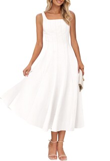 Foto 1 | Foto 1 | Vestido Merokeety Para Mujer 2025, Verano, Sin Mangas, Midi, Color Marfil - Venta Internacional.