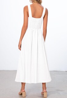 Foto 3 | Foto 3 | Vestido Merokeety Para Mujer 2025, Verano, Sin Mangas, Midi, Color Marfil - Venta Internacional.