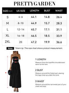Foto 7 | Foto 7 | Vestido Largo Prettygarden Para Mujer 2025, Elegante, Sin Tirantes, Negro - Venta Internacional.