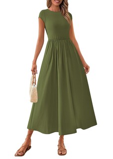 Foto 1 | Foto 1 | Vestido Prettygarden Para Mujer 2025, Casual, Casual, Maxi, Verde Militar - Venta Internacional.
