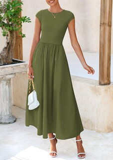 Foto 4 | Foto 4 | Vestido Prettygarden Para Mujer 2025, Casual, Casual, Maxi, Verde Militar - Venta Internacional.