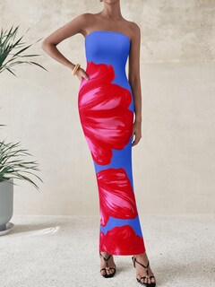 Foto 2 | Foto 2 | Vestido Largo Prettygarden Para Mujer, Sin Tirantes, Con Estampado Floral - Venta Internacional.