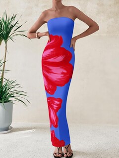 Foto 4 | Foto 4 | Vestido Largo Prettygarden Para Mujer, Sin Tirantes, Con Estampado Floral - Venta Internacional.