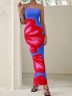 Foto 5 | Foto 5 | Vestido Largo Prettygarden Para Mujer, Sin Tirantes, Con Estampado Floral - Venta Internacional.