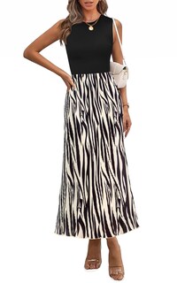 Foto 1 | Foto 1 | Vestido De Verano Prettygarden 2025 A Media Pierna Plisada Con Estampado Gráfico - Venta Internacional.