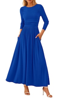 Foto 1 | Foto 1 | Vestido Largo Prettygarden Para Mujer, Manga Larga, Primavera, Azul Real - Venta Internacional.