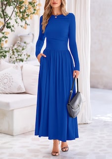 Foto 3 | Foto 3 | Vestido Largo Prettygarden Para Mujer, Manga Larga, Primavera, Azul Real - Venta Internacional.