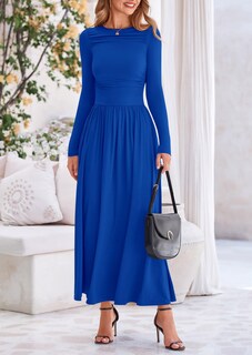 Foto 5 | Foto 5 | Vestido Largo Prettygarden Para Mujer, Manga Larga, Primavera, Azul Real - Venta Internacional.