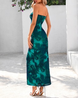 Foto 3 | Foto 3 | Vestido Largo BTFBM para Mujer Estampado Floral Strapless con Malla - Venta Internacional