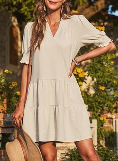 Foto 3 | Foto 3 | Vestido De Verano Dokotoo, Talla Grande, Cuello En V, Cuello En V, Beige - Venta Internacional.