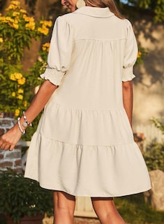 Foto 5 | Foto 5 | Vestido De Verano Dokotoo, Talla Grande, Cuello En V, Cuello En V, Beige - Venta Internacional.