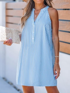 Foto 3 | Foto 3 | Vestido Cupshe Minivestido De Verano A Rayas Con Cuello En V Sin Mangas, Azul - Venta Internacional.