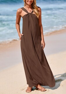 Foto 7 | Foto 7 | Vestido De Verano Prettygarden 2025, Holgado, Caqui Oscuro, Con Tiras, Para Mujer - Venta Internacional.
