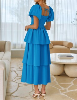Foto 4 | Foto 4 | Vestido Zesica Para Mujer 2025, Estilo Bohemio, Midi, Azul, Talla L - Venta Internacional.