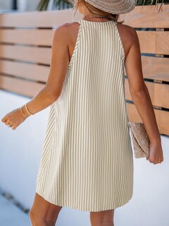 Foto 2 | Foto 2 | Vestido Cupshe A Rayas De Verano Con Cuello En V Sin Mangas, Beige, Xs - Venta Internacional.