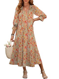 Foto 1 | Foto 1 | Vestido Largo Anrabess Con Estampado Floral De Verano Con Cuello En V Para Mujer - Venta Internacional.