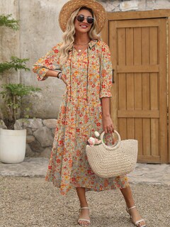 Foto 3 | Foto 3 | Vestido Largo Anrabess Con Estampado Floral De Verano Con Cuello En V Para Mujer - Venta Internacional.