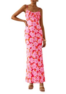 Foto 1 | Foto 1 | Vestido Largo Prettygarden Para Mujer, Ajustado Con Estampado Floral, Verano 2025 - Venta Internacional.