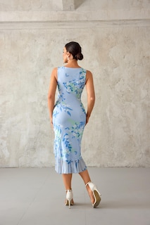 Foto 4 | Foto 4 | Vestido Merokeety Para Mujer, Estilo Bodycon Floral, Color Azul, Talla L - Venta Internacional.
