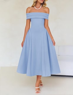 Foto 2 | Foto 2 | Vestido De Cóctel Zesica Elegant Con Hombros Descubiertos A Line Blue Xl - Venta Internacional.