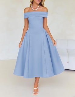 Foto 7 | Foto 7 | Vestido De Cóctel Zesica Elegant Con Hombros Descubiertos A Line Blue Xl - Venta Internacional.