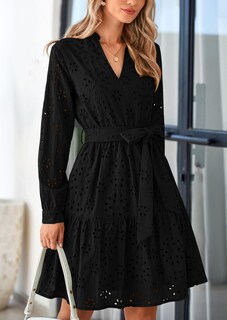 Foto 5 | Foto 5 | Vestido Prettygarden Para Mujer, Manga Larga, Cuello En V, Línea A, Negro - Venta Internacional.
