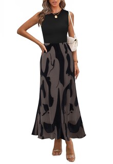 Foto 1 | Foto 1 | Vestido De Verano Prettygarden 2025 Con Estampado Gráfico Sin Mangas Marrón - Venta Internacional.