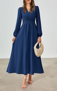 Foto 7 | Foto 7 | Vestido Largo Prettygarden 2025 Primavera Manga Larga Con Cuello En V Para Mujer - Venta Internacional.