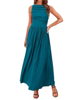 Foto 1 | Foto 1 | Vestido Largo Btfbm Para Mujer 2025, Verano, Sin Mangas, Fruncido Con Bolsillos - Venta Internacional.
