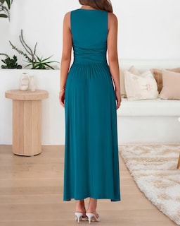 Foto 3 | Foto 3 | Vestido Largo Btfbm Para Mujer 2025, Verano, Sin Mangas, Fruncido Con Bolsillos - Venta Internacional.