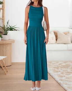 Foto 7 | Foto 7 | Vestido Largo Btfbm Para Mujer 2025, Verano, Sin Mangas, Fruncido Con Bolsillos - Venta Internacional.