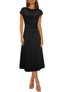 Foto 1 | Foto 1 | Vestido Happy Sailed Negro Con Cuello Vuelto Y Manga Corta Para Mujer - Venta Internacional.