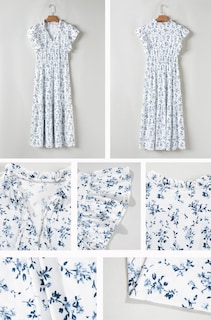 Foto 3 | Foto 3 | Vestido Largo Blencot Con Estampado Floral De Verano Con Cuello En V Para Mujer - Venta Internacional.
