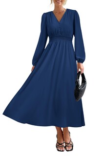 Foto 1 | Foto 1 | Vestido Largo Prettygarden 2025 Primavera Manga Larga Con Cuello En V Para Mujer - Venta Internacional.