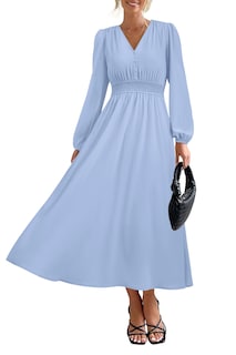 Foto 1 | Foto 1 | Vestido Largo Prettygarden 2025 Primavera Manga Larga Con Cuello En V Para Mujer - Venta Internacional.