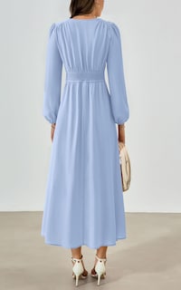 Foto 2 | Foto 2 | Vestido Largo Prettygarden 2025 Primavera Manga Larga Con Cuello En V Para Mujer - Venta Internacional.