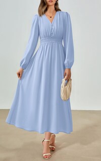 Foto 3 | Foto 3 | Vestido Largo Prettygarden 2025 Primavera Manga Larga Con Cuello En V Para Mujer - Venta Internacional.