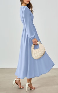 Foto 5 | Foto 5 | Vestido Largo Prettygarden 2025 Primavera Manga Larga Con Cuello En V Para Mujer - Venta Internacional.