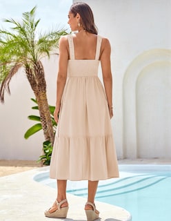 Foto 6 | Foto 6 | Vestido Grace Karin Summer 2025 A Media Pierna Con Tirantes Finos, Beige - Venta Internacional.