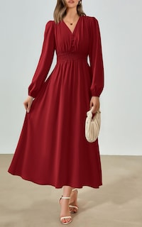 Foto 3 | Foto 3 | Vestido Largo Prettygarden 2025 Primavera Manga Larga Con Cuello En V Para Mujer - Venta Internacional.