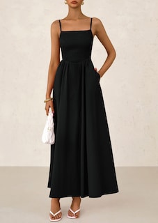 Foto 5 | Foto 5 | Vestido Largo Prettygarden Para Mujer, Fruncido, Verano, Playa, Negro - Venta Internacional.