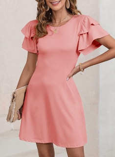 Foto 2 | Foto 2 | Vestido Dokotoo De Lino Para Mujer, A La Moda, Verano 2025, Color Rosa Albaricoque - Venta Internacional.