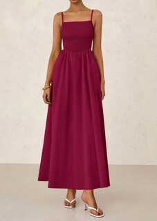 Foto 4 | Foto 4 | Vestido Largo Prettygarden Para Mujer, Estampado De Verano 2025, Rojo Vino - Venta Internacional.