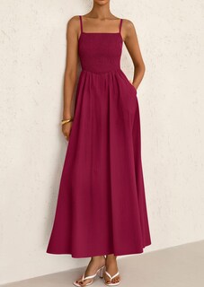 Foto 5 | Foto 5 | Vestido Largo Prettygarden Para Mujer, Estampado De Verano 2025, Rojo Vino - Venta Internacional.