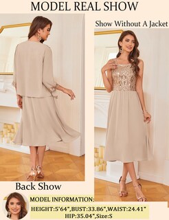 Foto 3 | Foto 3 | Vestido De Lentejuelas Grace Karin Para Mamá, Fiesta De Boda Formal, Champán - Venta Internacional.