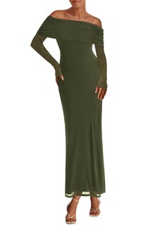 Foto 1 | Foto 1 | Vestido Largo Prettygarden De Malla Con Hombros Descubiertos Y Manga Larga - Venta Internacional.