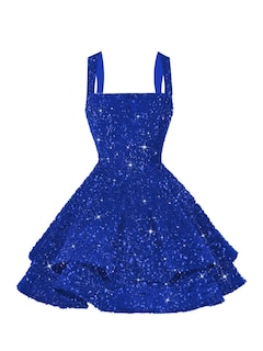 Foto 1 | Foto 1 | Vestido De Bienvenida Dessiny Con Lentejuelas Brillantes Y Escalonadas En Forma De A, Azul - Venta Internacional.