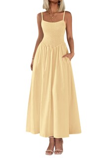 Foto 1 | Foto 1 | Vestido Largo Prettygarden Para Mujer, Estampado, Verano 2025, Beige - Venta Internacional.